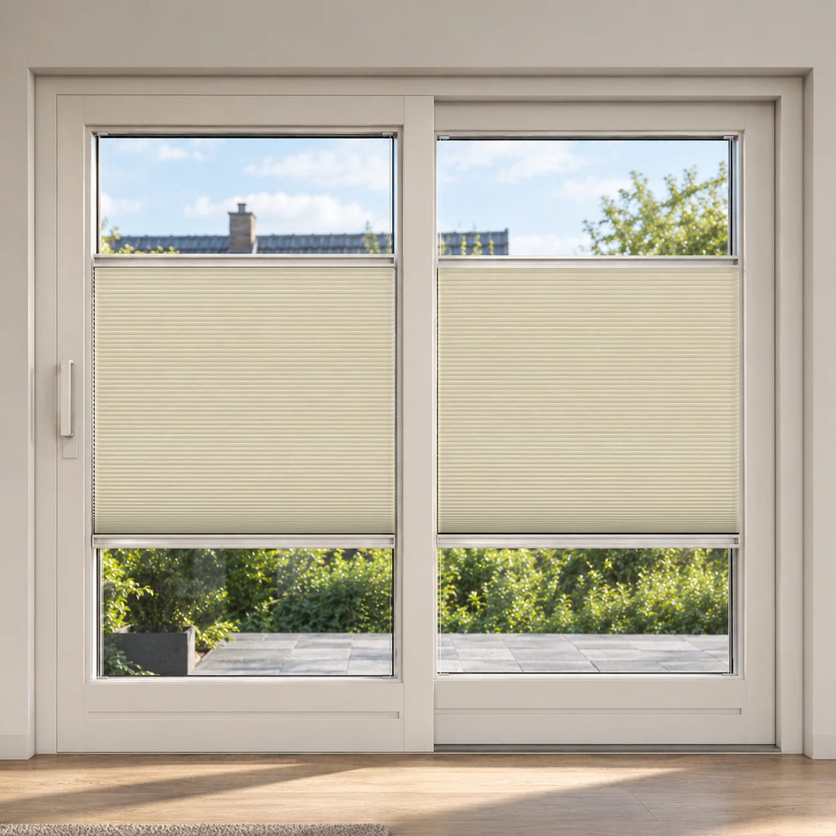 Plisségordijn Schuifpui - Lichtdoorlatend - Amandelbeige Duo