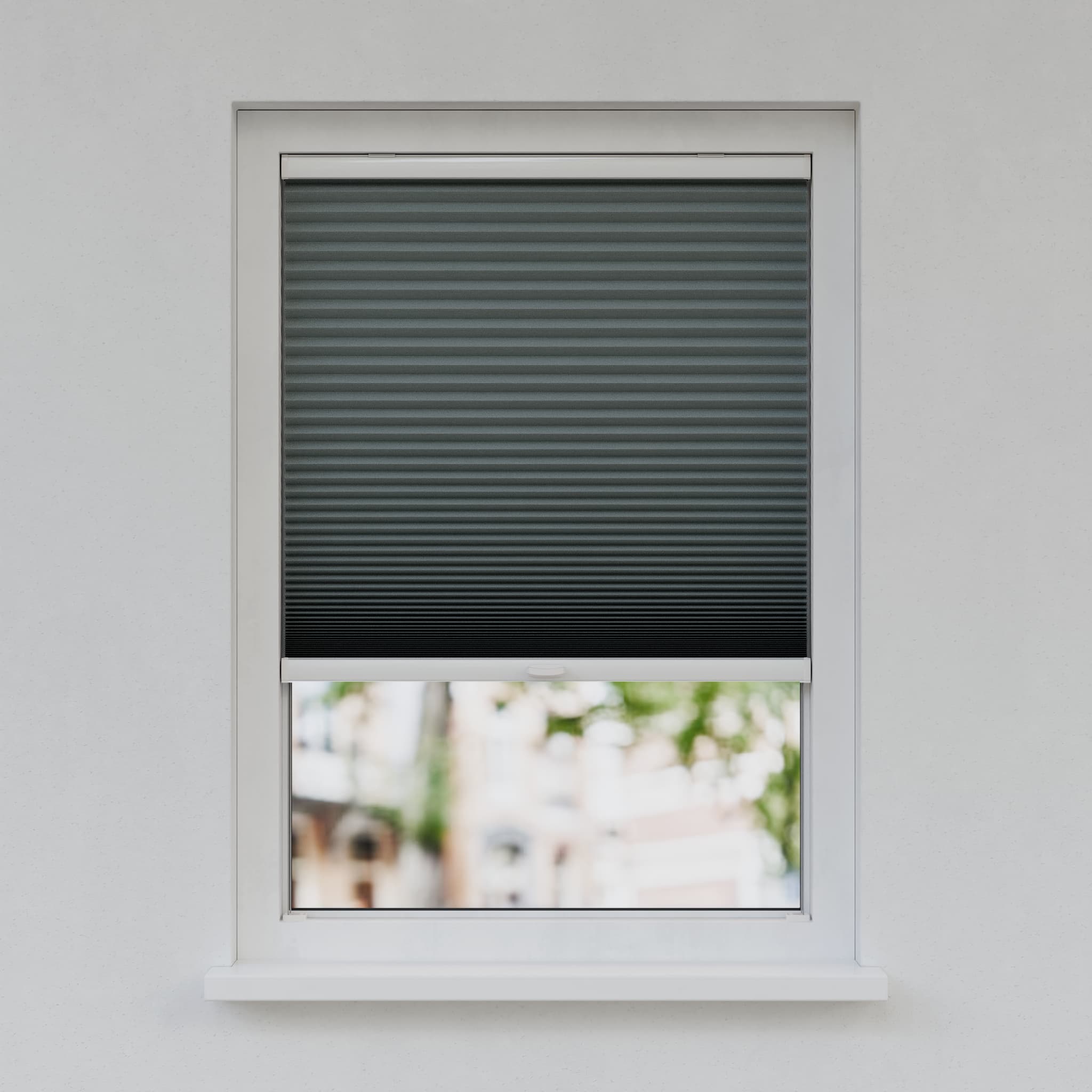 Plisségordijn Draaikiepraam - Verduisterend - Zwartgrijs