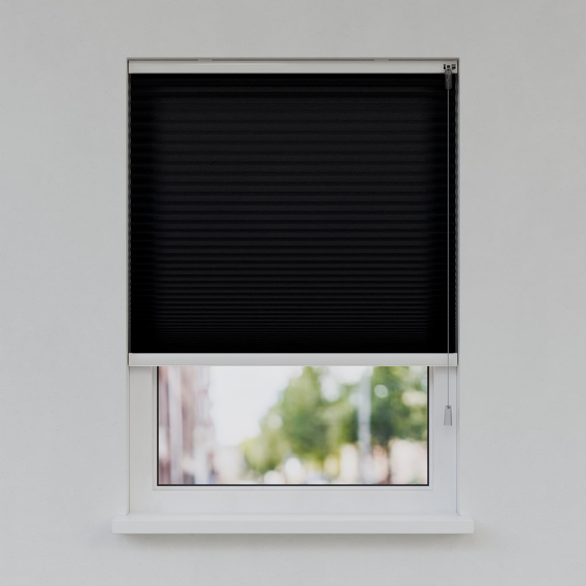 Plisségordijn Standaard Raam - Lichtdoorlatend - Diepzwart