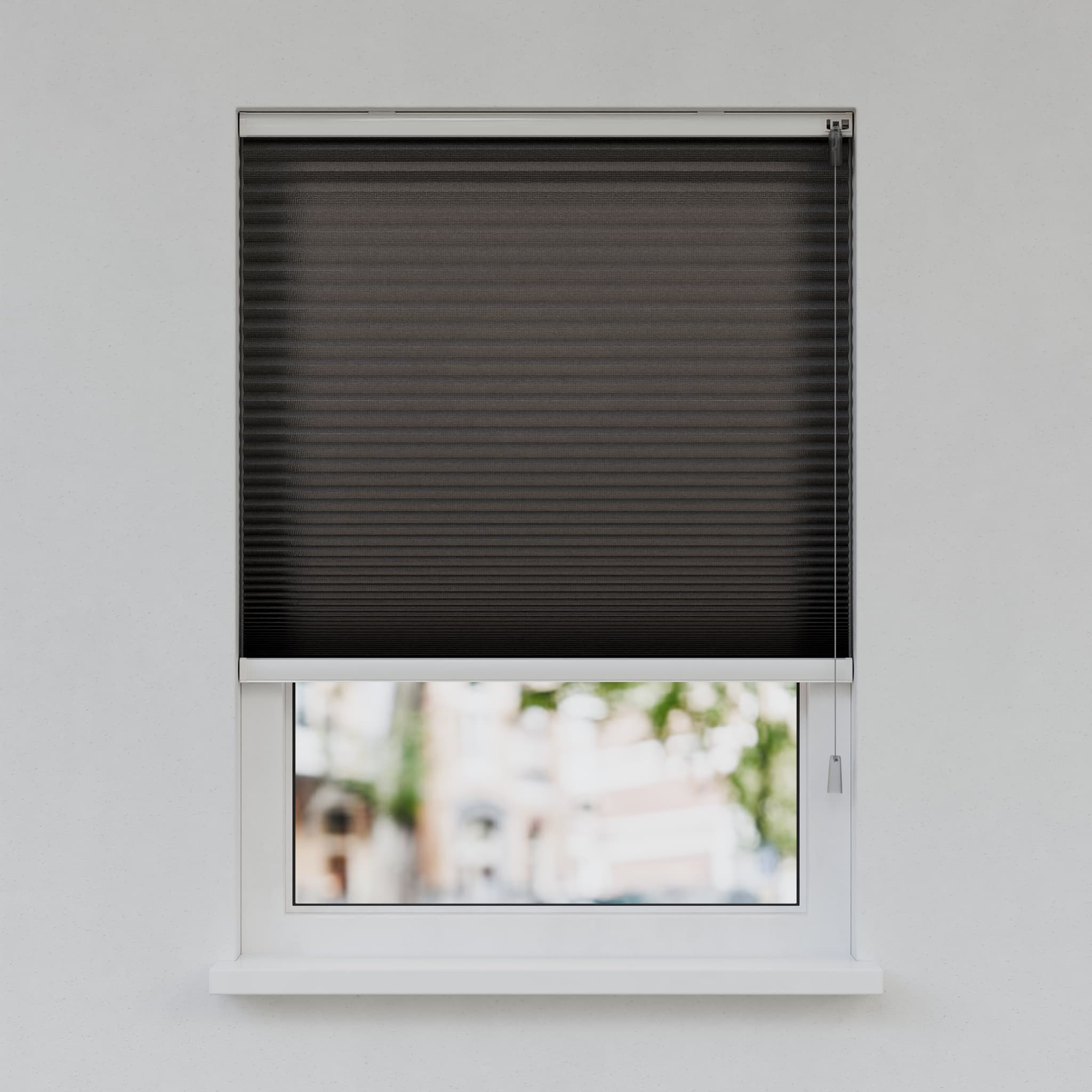 Plisségordijn Standaard Raam - Lichtdoorlatend - Ebbenzwart
