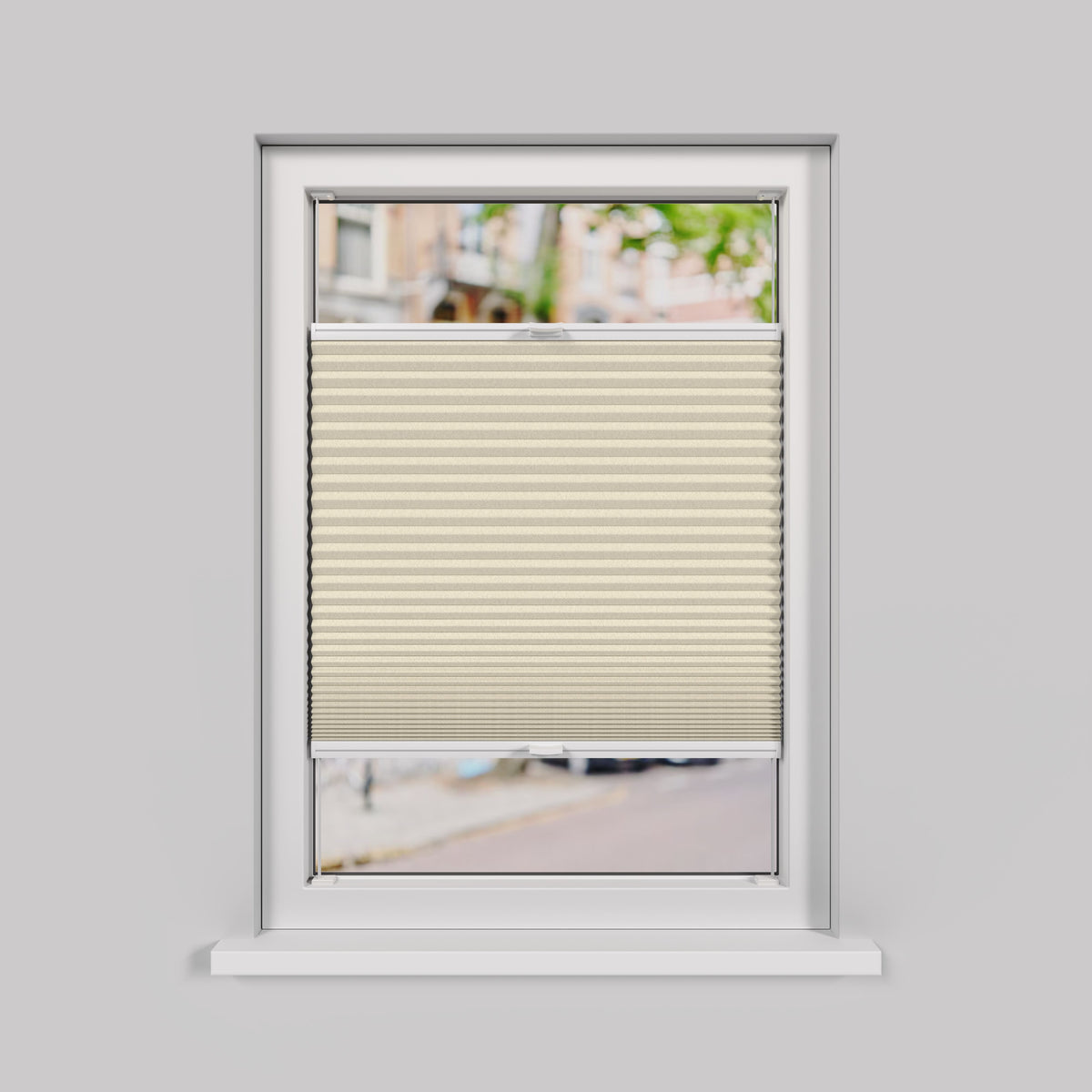 Plisségordijn Draaikiepraam - Lichtdoorlatend - Amandelbeige Duo
