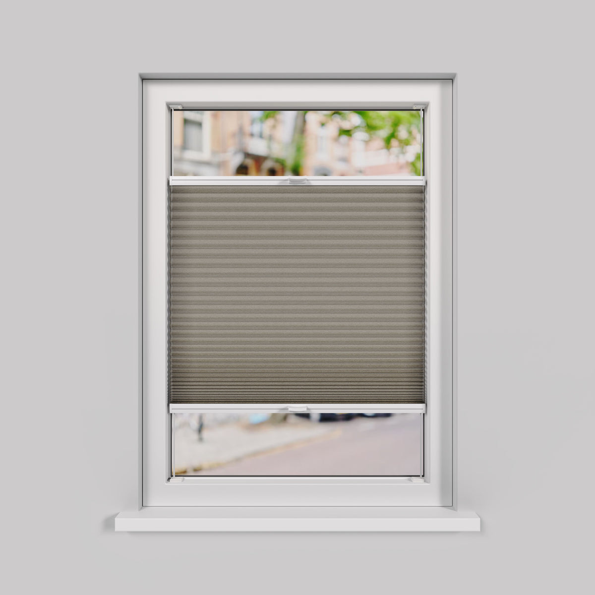 Plisségordijn Draaikiepraam - Lichtdoorlatend - Linnenbeige