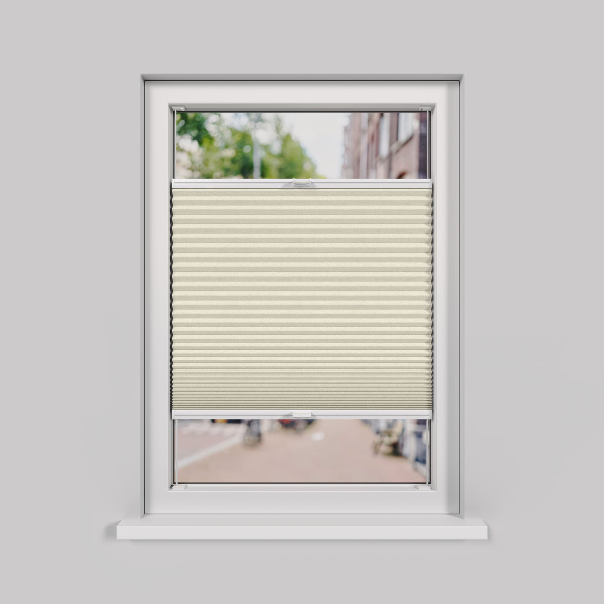 Plisségordijn Draaikiepraam - Lichtdoorlatend - Parelbeige